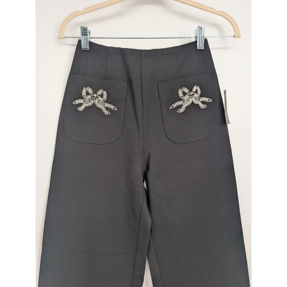 NWT Maeve The Colette Full-Length Embroidered Pocket Pants Sz 25 Black #7A609 - Picture 5 of 12